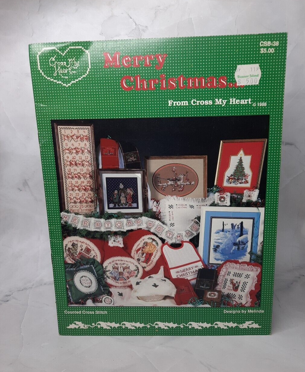 1988 Cross My Heart Cross Stitch Pattern Leaflet Merry Christmas 23 Charts